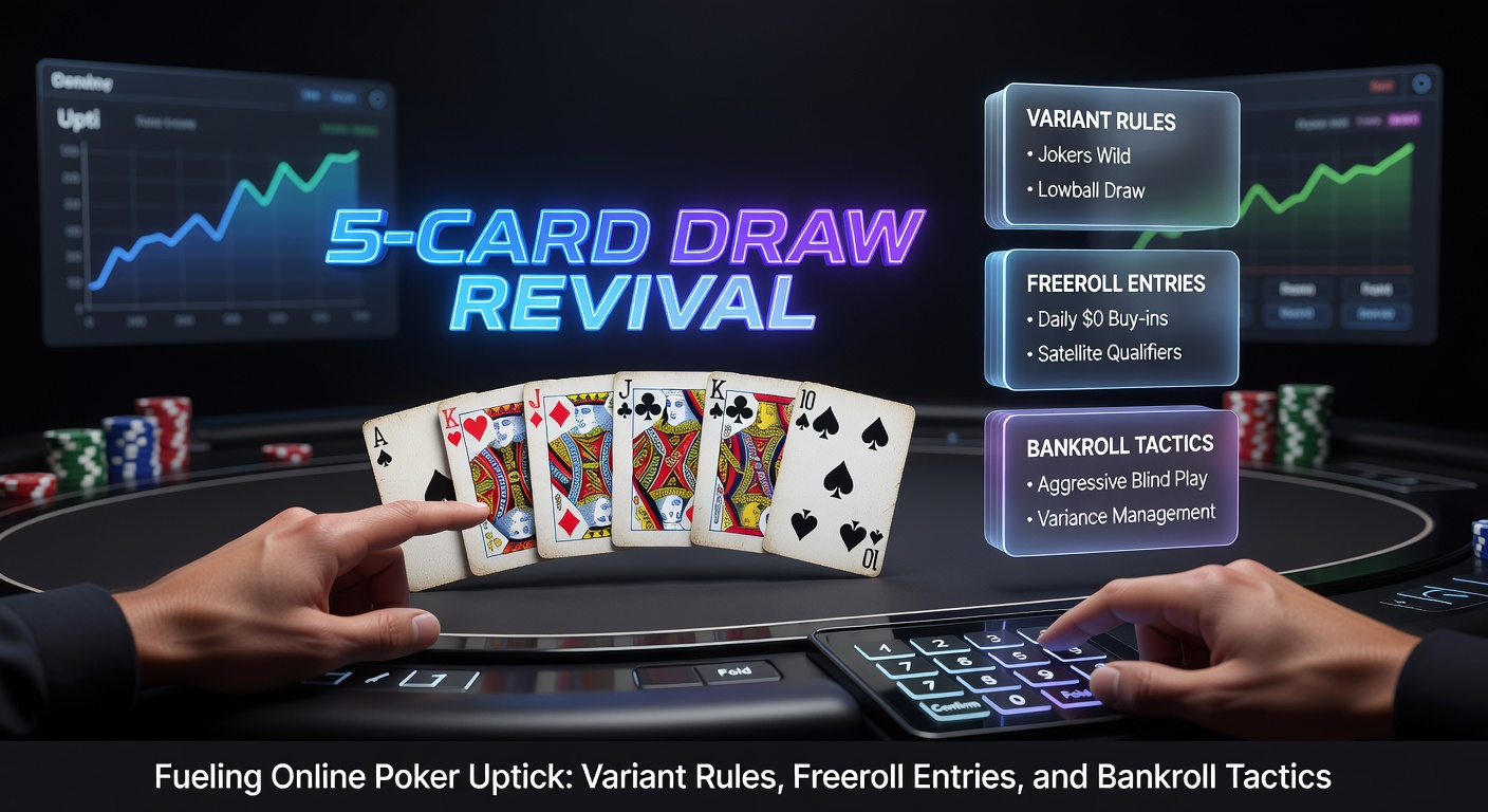 Grafiek met stijgende grafieken van 5-Card Draw spelersaantallen en freeroll entries in 2026