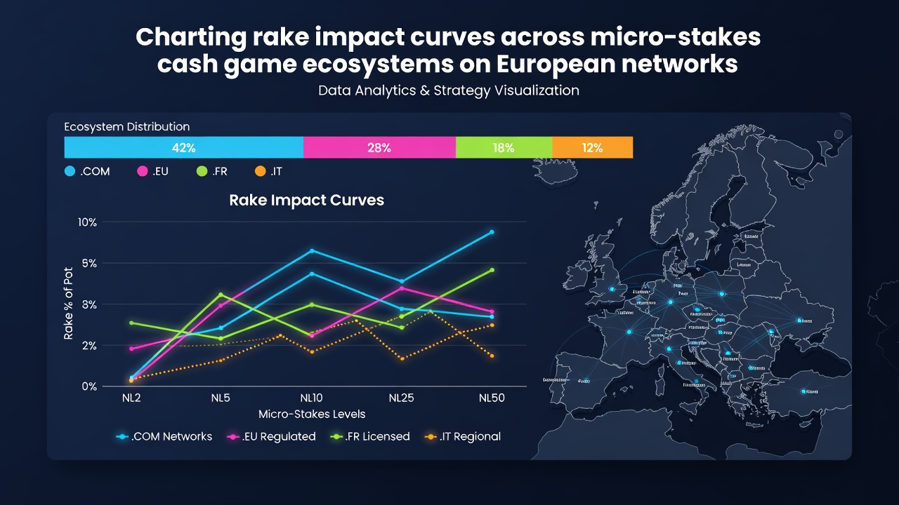Vergelijkende grafiek van rake curves per Europees netwerk in micro-stakes