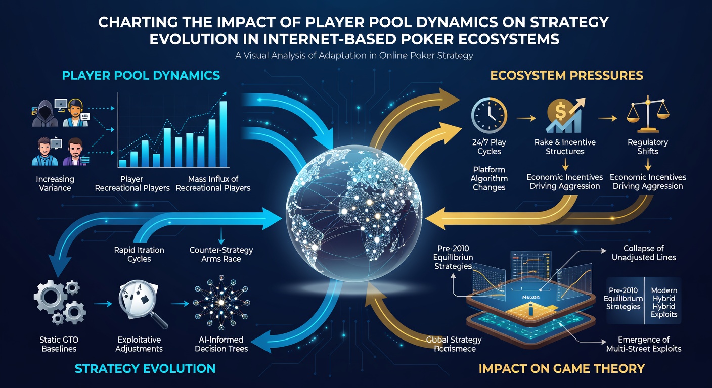Grafiek die strategie-evolutie illustreert door spelerpool veranderingen in online poker