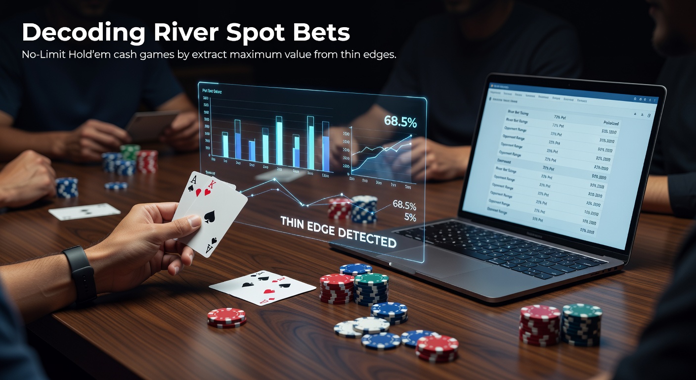 Een typisch river spot bet scenario in een No-Limit Hold'em cash game, met focus op dunne value ranges